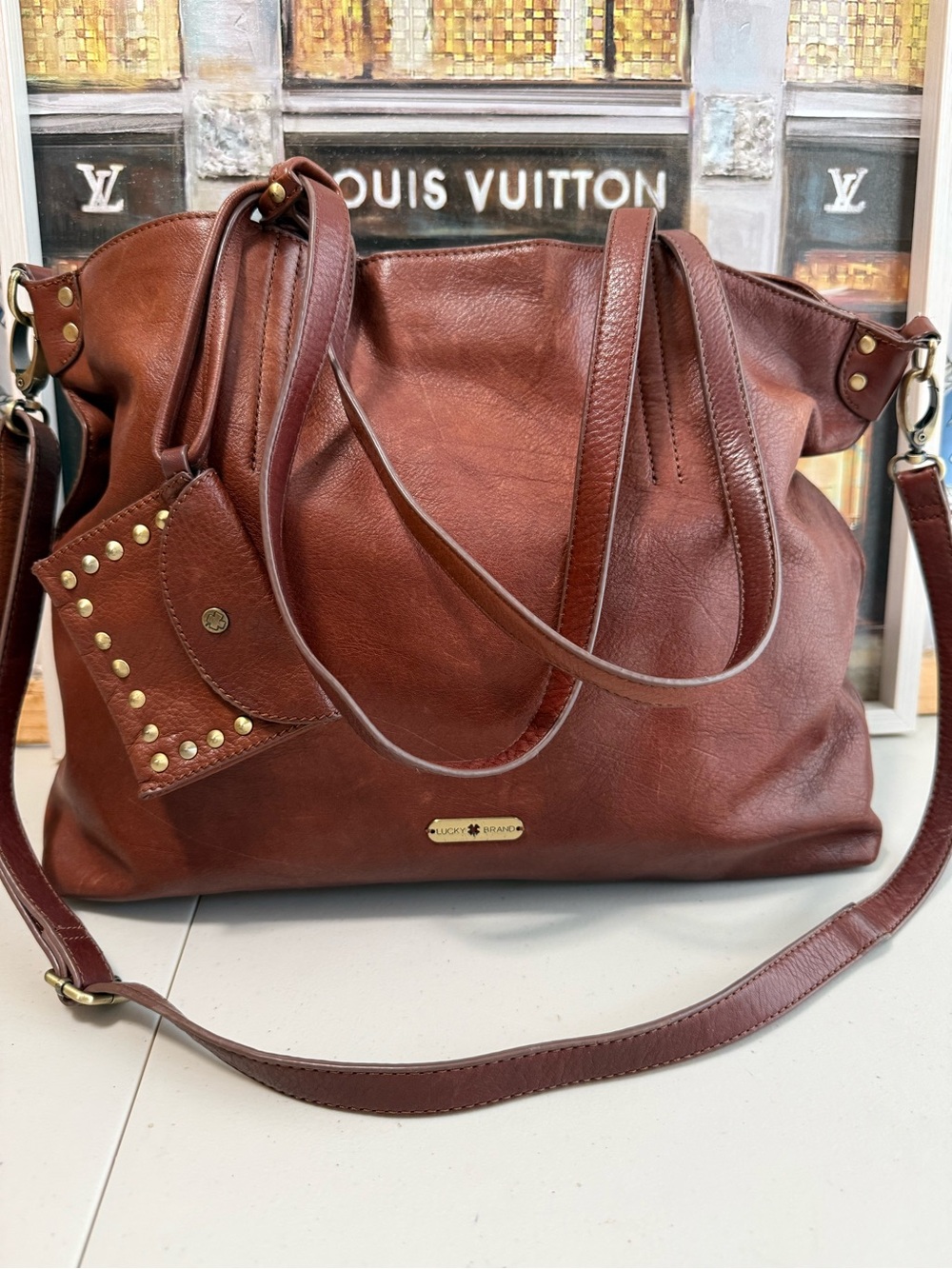 Lucky Brand Large Brown Leather Shoulder Bag
